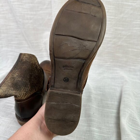 SUNDANCE Womens Bound For Glory Brown & Gold Leather Ankle Boots EU 39 / US 8 - Picture 7 of 8